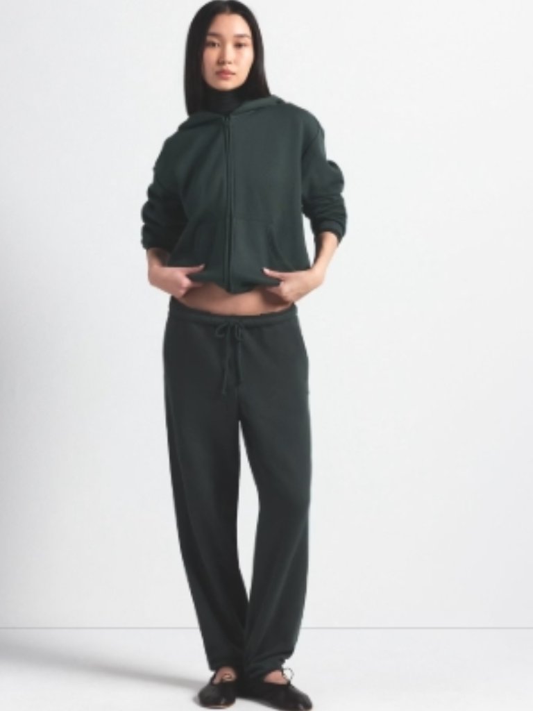 New Skims Cotton Fleece Classic Zip Up Hoodie Spruce Green Small Nwt